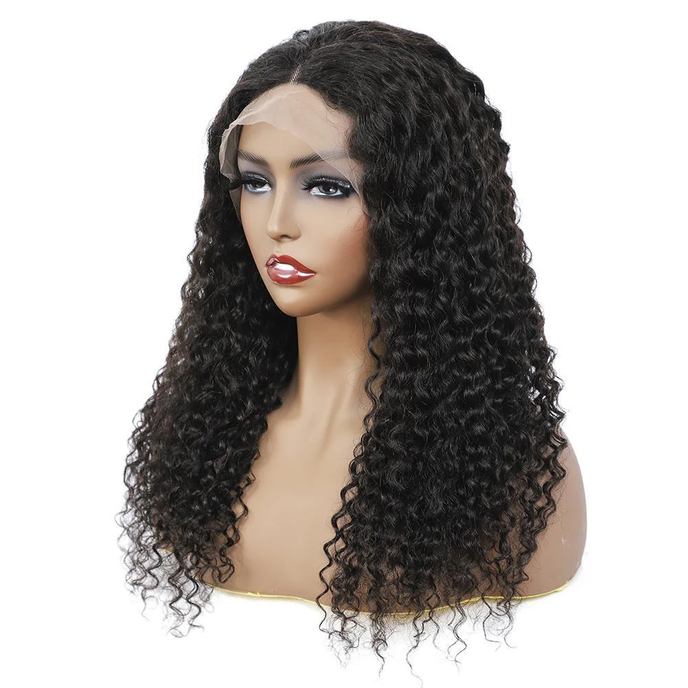 VSHOW T Part Wigs Glueless Water Wave Lace Part Wigs Deep Middle Part 4 Inch Natural Black - Image 3