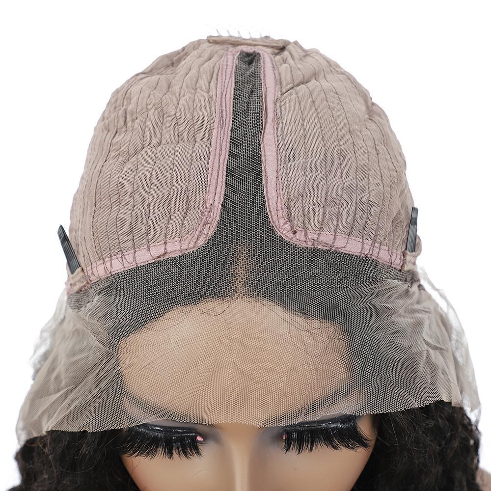 VSHOW T Part Wigs Glueless Water Wave Lace Part Wigs Deep Middle Part 4 Inch Natural Black - Image 5