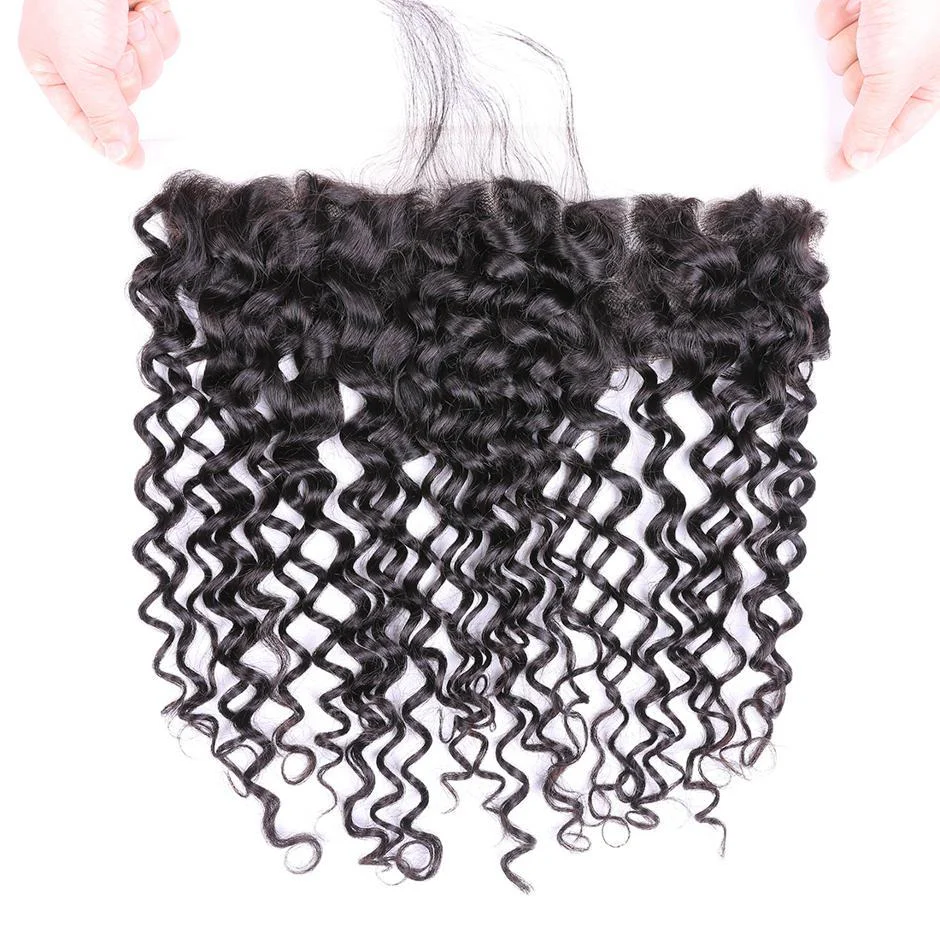 VSHOW HAIR 100% Virgin Human Hair Water Wave 13x4 Lace Frontal Natural Black - Image 3