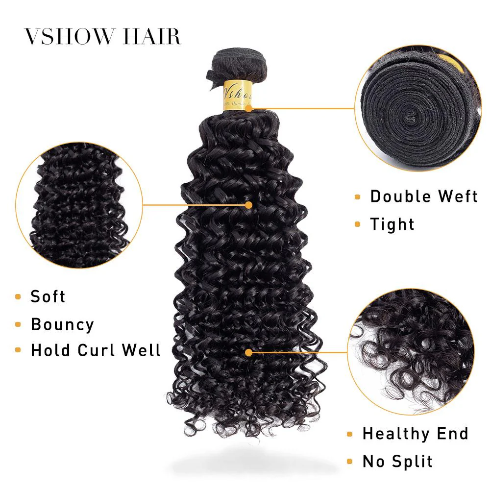 VSHOW HAIR Premium 9A Peruvian Human Virgin Hair Water Wave Natural Black 4 Bundles Deal - Image 4