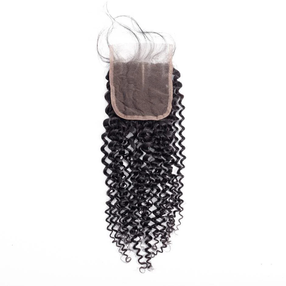VSHOW HAIR 100% Virgin Human Hair Kinky Curly 4x4 Lace Closure Natural Black - Image 5