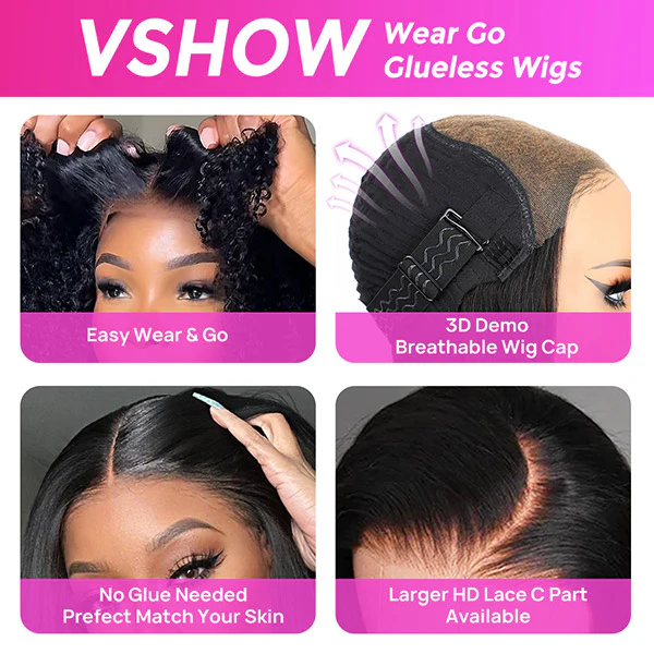 Vshow Glueless 10x6 Lace Front Wigs Deep Wave Wear Go Wig Human Hair Bleached Knots 250% Density - Image 9
