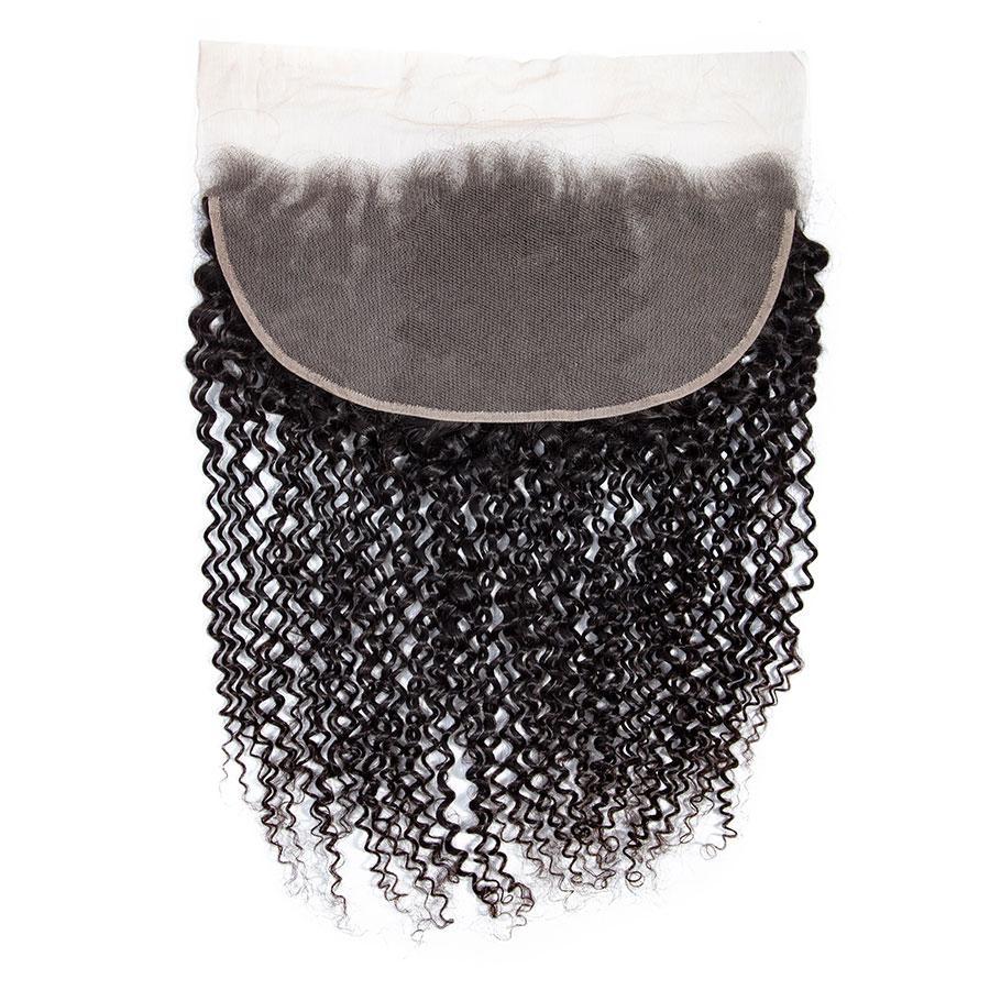 VSHOW HAIR Premium 9A Malaysian Human Virgin Hair Kinky Curly 3 Bundles with Pre Plucked 13x4 Frontal Natural Black - Image 4
