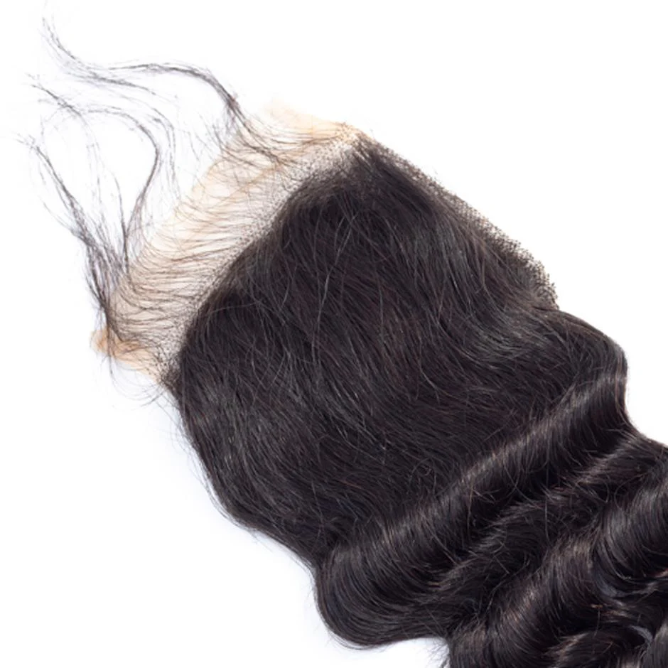 VSHOW HAIR 100% Virgin Human Hair Loose Deep Wave 4x4 Lace Closure Natural Black - Image 3