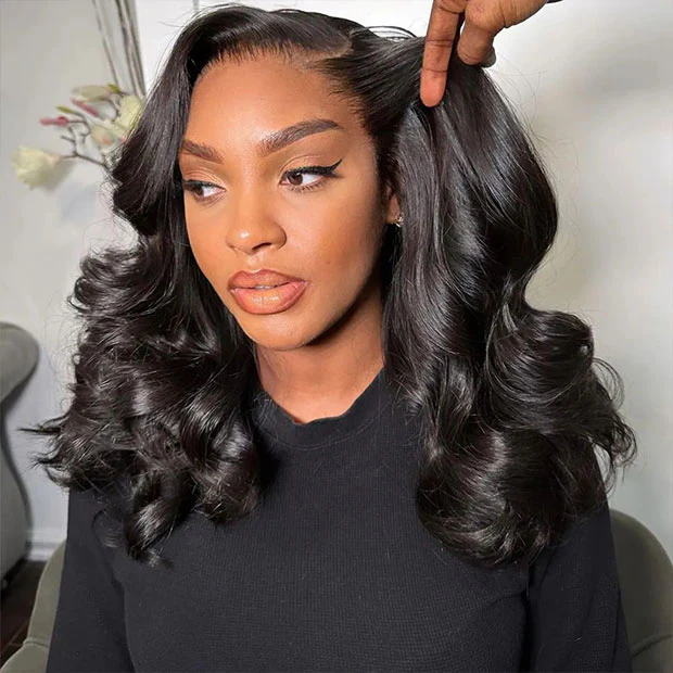 C Part Design Body Wave Wigs Layered Cut Yaki Body Pre Cut 10x6 HD Lace Wear Go Glueless Wigs Face Framing Curtain Bangs - Image 5