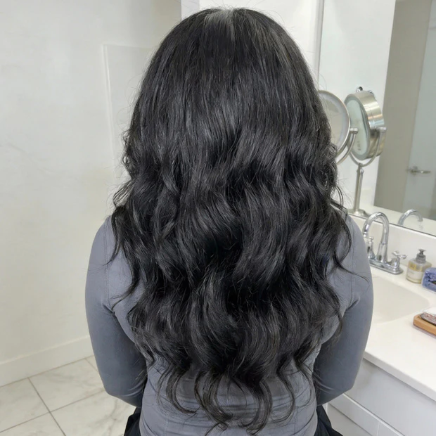 Layered Cut Blow Out Kinky Straight Human Hair Half Wigs With Drawstring Pre Styled Yaki Hair Wigs - Image 3
